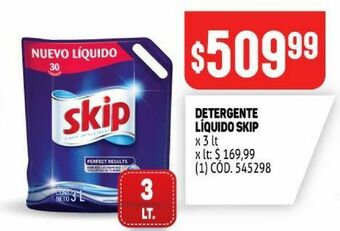 Makro Detergente líquido skip 3lt oferta