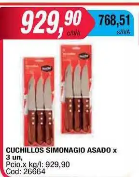 Maxiconsumo Simonagio Asado Cuchillos x 3un oferta
