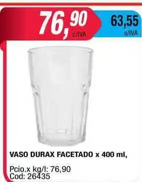 Maxiconsumo Durax Vaso Facetado x 400ml oferta