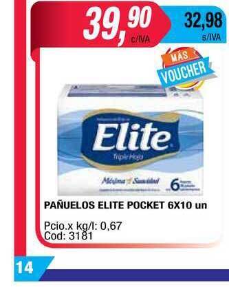 Maxiconsumo Elite Pañuelos Pocket 6x10un oferta