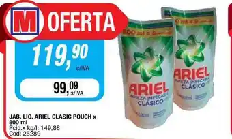 Maxiconsumo Ariel Clasic Jabon Liquido Pouch x 800ml oferta