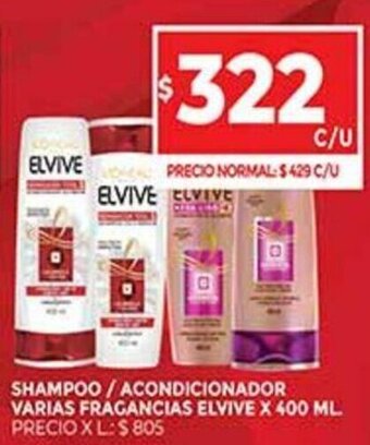 Supermercados DIA Shampoo/Acondicionador Varias Fragancias Elvive x 400 Ml. oferta