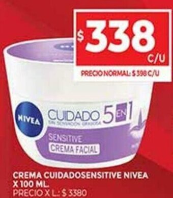 Supermercados DIA Crema Cuidadosensitive Nivea x 100 Ml. oferta