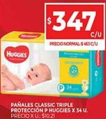 Supermercados DIA Pañales Classic Triple Protección P Huggies x 34 U. oferta