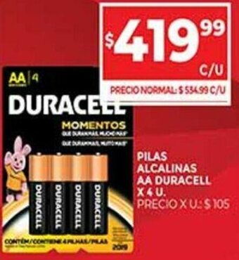 Supermercados DIA Pilas Alcalinas AA Duracell x 4 U. oferta