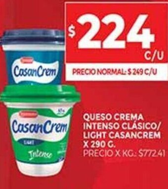Supermercados DIA Queso Crema Intenso Clásico/Light Casancrem x 290 g. oferta