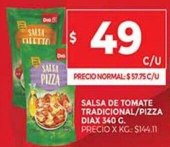 Salsa de Tomate Tradicional/Pizza Diax 340 G.