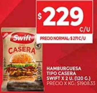 Supermercados DIA Hamburguesa Tipo Casera Swift x 2 u. (120 g) oferta