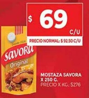 Supermercados DIA Mostaza Savora x 250 G. oferta