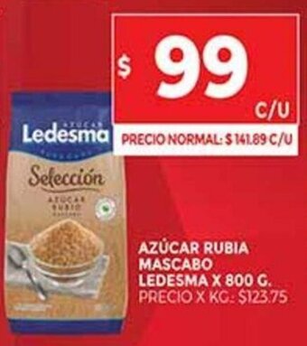 Supermercados DIA Azúcar Rubia Mascabo Ledesma x 800 g. oferta
