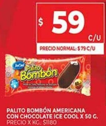 Supermercados DIA Palito Bombón Americana Con Chocolate Ice Cool x 50 G. oferta
