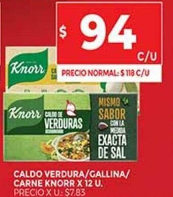 Supermercados DIA Caldo Verdura/Gallina/Carne Knorr x 12 U. oferta