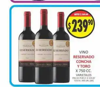 Supermercados Becerra Vino Reservado Concha Y Toro x 750cc oferta