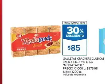 Carrefour Market Mediatarde Crackers Clásicas Galletas Pack x 4u x 110g c/u oferta