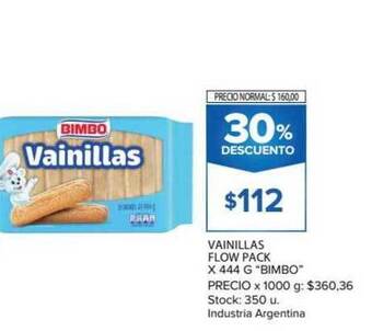 Carrefour Market Bimbo Vainillas Flow Pack x 444g oferta