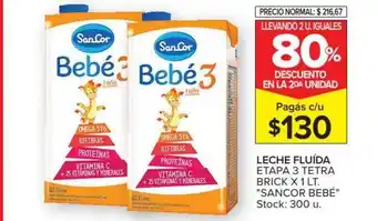 Carrefour Market Sancor Bebé Leche Fluída Etapa 3 Tetra Brick x 1lt oferta