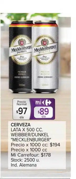 Carrefour Market Mecklenburger Weibbier Dunkel Cerveza lata 500ml oferta