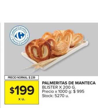 Carrefour Market Palmeritas de Manteca Blister x 200g oferta