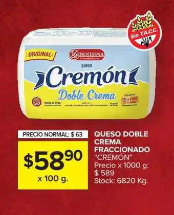 La Serenisima Cremón Queso Doble Crema Fraccionado x 100g