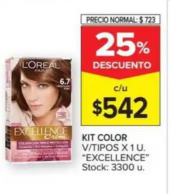 L'Oreal Excellence Kit Color V/Tipos x 1u