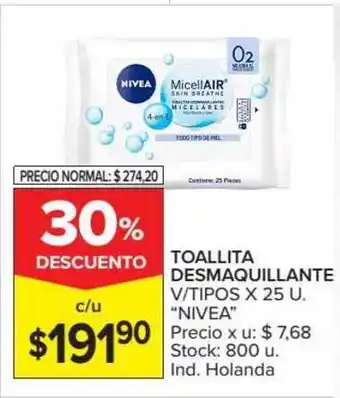 Carrefour Market Nivea Toallita Desmaquillante V/Tipos x 25u oferta
