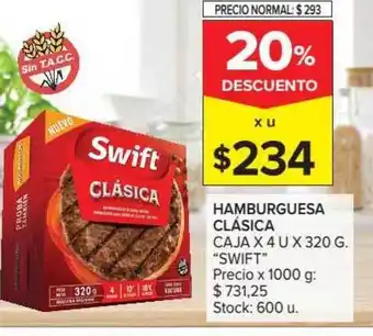Carrefour Market Swift Hamburguesa Clásica Caja x 4u x 320g oferta