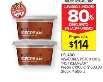 Not Icecream Helado V/Sabores Pote x 120g