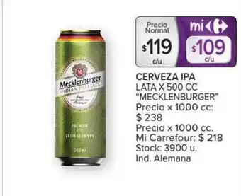 Carrefour Market Mecklenburger Indian Pale Ale Cerveza Lata x 500cc oferta