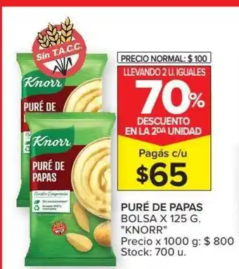 Carrefour Market Knorr Puré de Papas Bolsa x 125g oferta