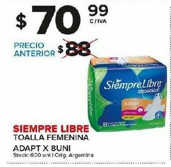 Carrefour Maxi Toallas femeninas siempre libre 8un oferta