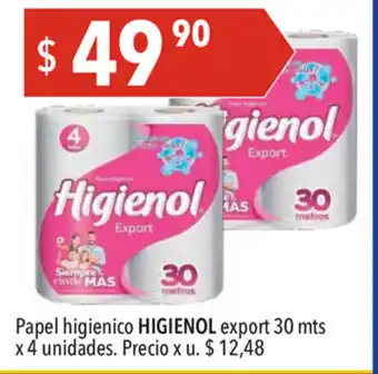 Hergo Higienol Export Papel higienico 30mts x 4 unidades oferta