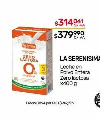Nini Mayorista La Serenisima Leche En Polvo Entera Zero Lactosa x 400g oferta