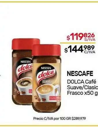 Nini Mayorista Nescafe Dolca Café Suave Clasic Frasco x 50g oferta
