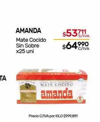 Nini Mayorista Amanda Mate Cocido Sin Sobre x 25uni oferta