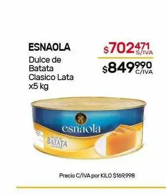 Nini Mayorista Esnaola Dulce De Batata Clasico Lata x 5kg oferta
