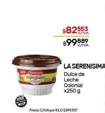 Nini Mayorista La Serenisima Dulce De Leche Colonial x 250g oferta