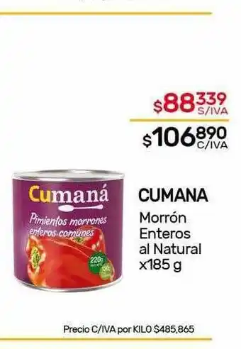 Nini Mayorista Cumana Morrón Enteros Al Natural x 185g oferta
