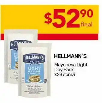 Nini Mayorista Hellmann's Mayonesa Light Doy Pack x 237 cm3 oferta