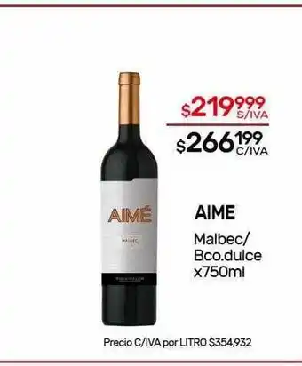 Nini Mayorista Aime Malbec Bco.dulce x 750ml oferta