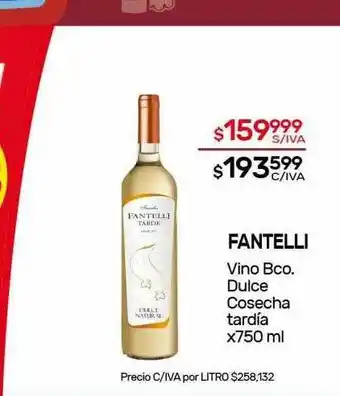 Nini Mayorista Fantelli Vino Bco. Dulce Cosecha Tardía x 750ml oferta