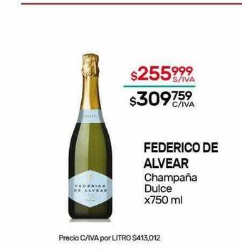 Nini Mayorista Federico De Alvear Champaña Dulce x 750ml oferta