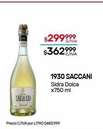 Nini Mayorista 1930 Saccani Sidra Dolce x 750ml oferta