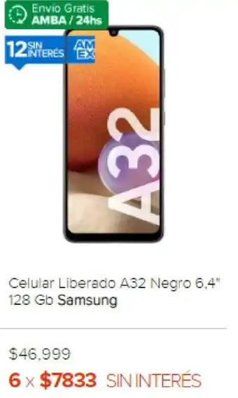Megatone Samsung Celular Liberado A32 Negro 6,4" 128gb oferta