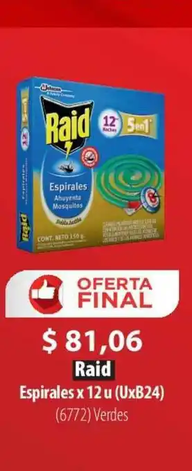 Parodi Raid Espirales x 12 u oferta