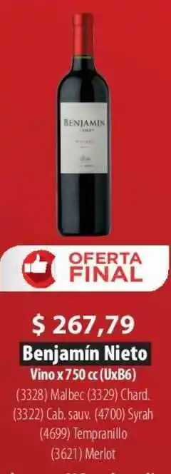 Parodi Benjamin Nieto Vino x 750 cc oferta