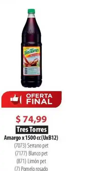 Parodi Tres Torres Amargo x 1500 cc oferta