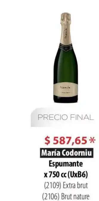 Parodi María Codorniu Espumante x 750 cc oferta