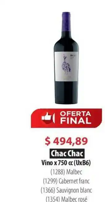 Parodi Chac Chac Vino x 750cc oferta
