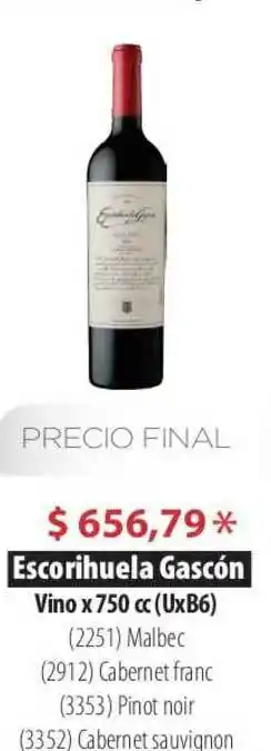 Parodi Escorihuela Gascón Vino x 750 cc oferta