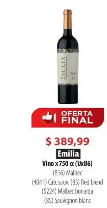 Parodi Emilia Vino x 750 cc oferta